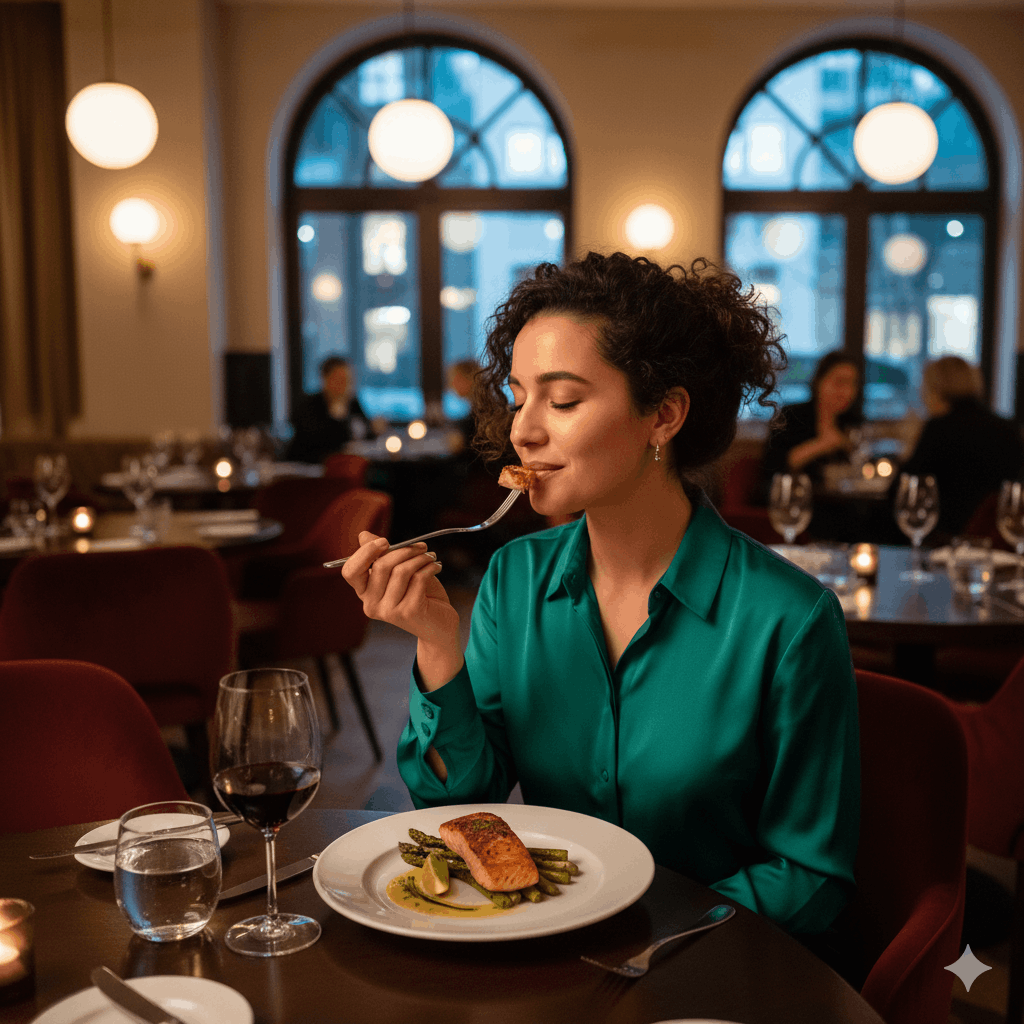 Frau im Restaurant essen-trinken-blog.de Sidebar 2